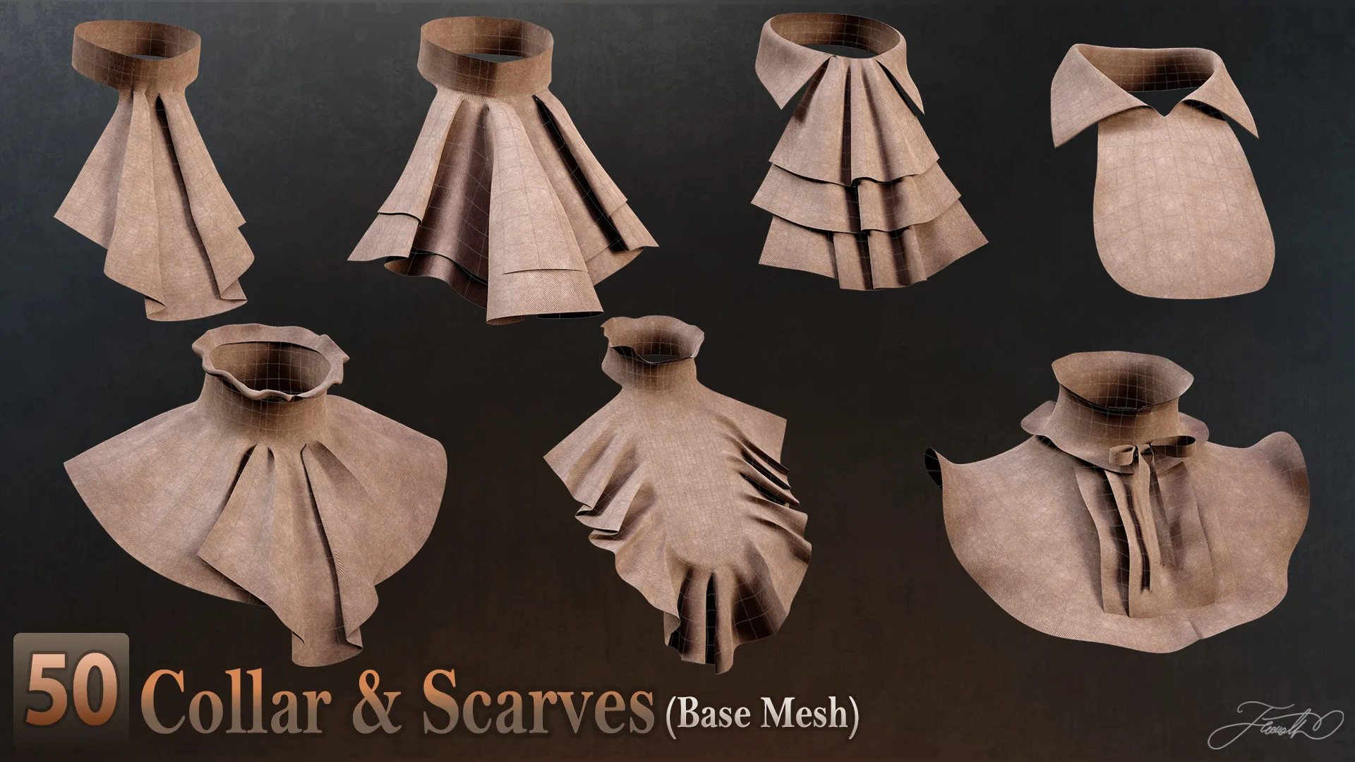 50 Collar & Scarves (Base Mesh) - Vol 01