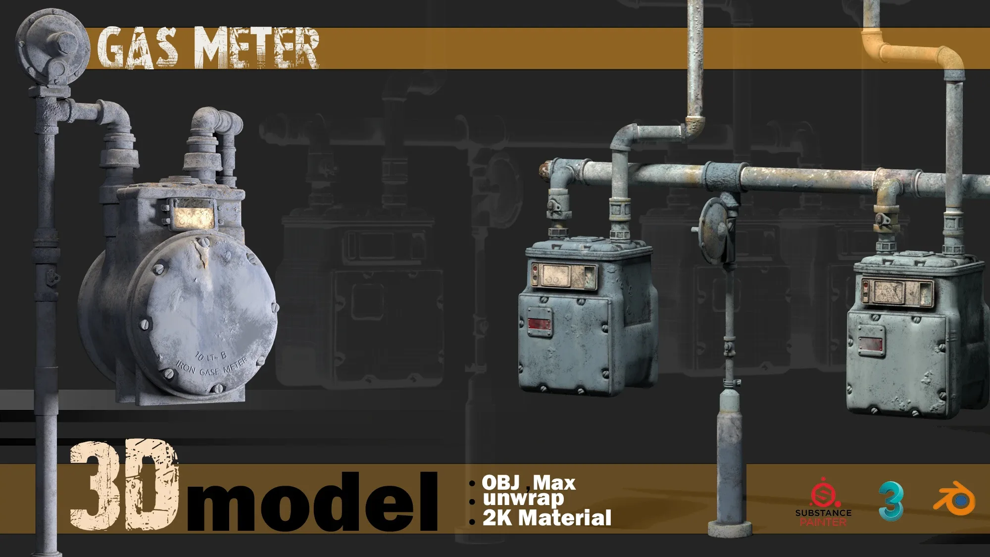 2 Game asset 3D model _ Gas Meter