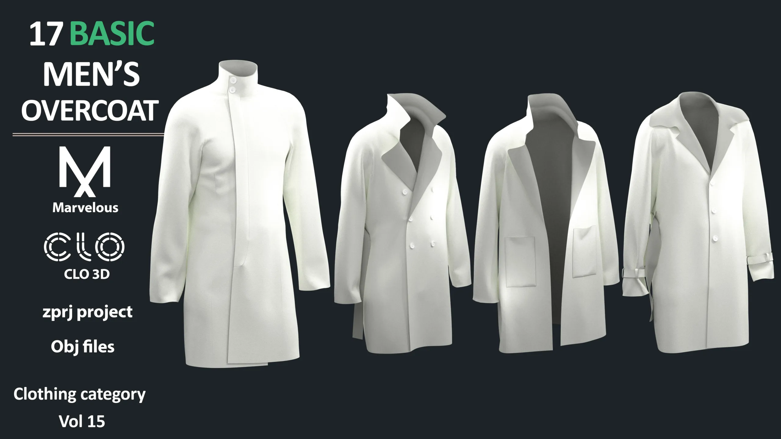 17 Men's Coat and Jacket - Marvelous + clo3d + zprj/obj/fbx