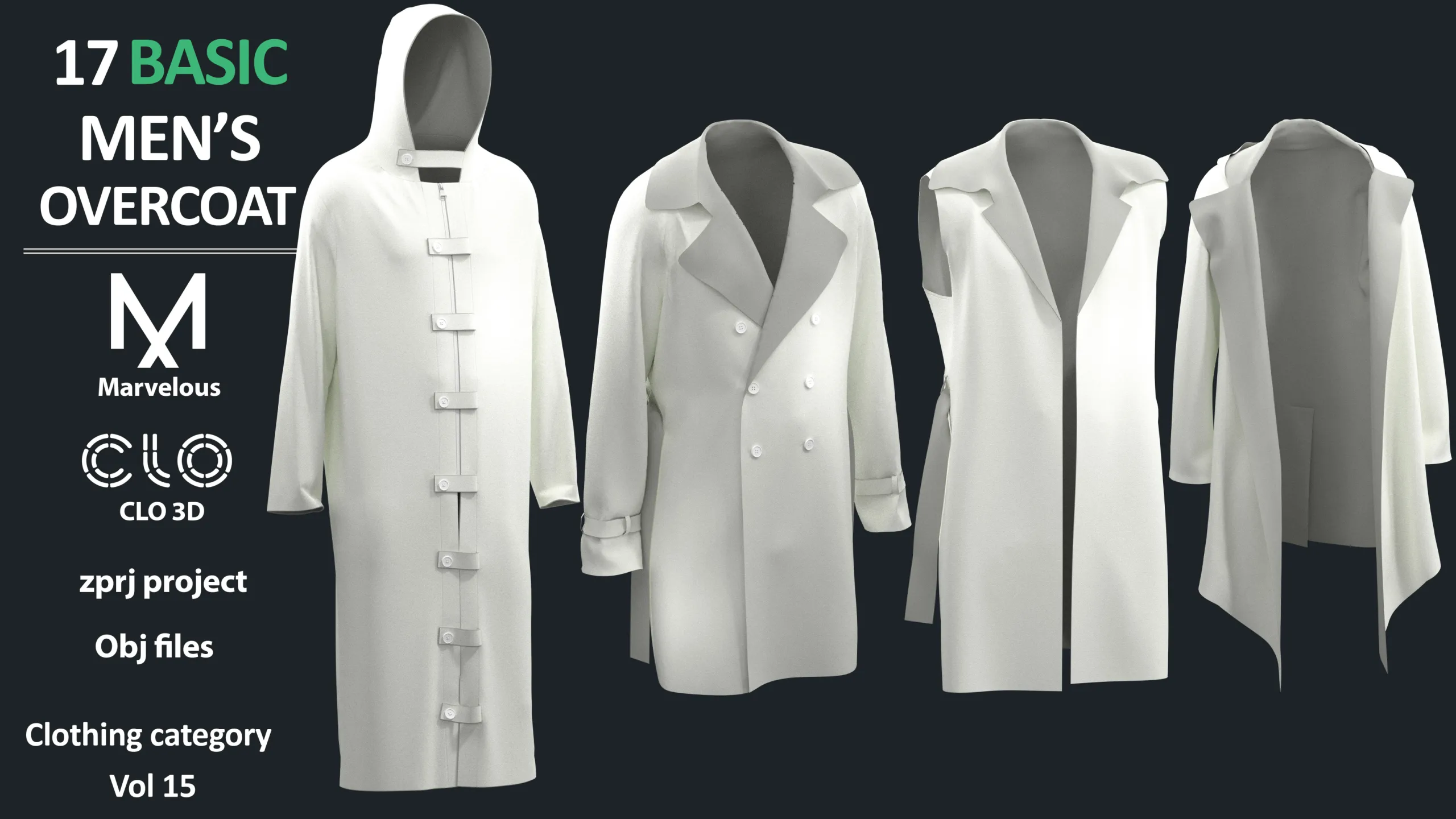 17 Men's Coat and Jacket - Marvelous + clo3d + zprj/obj/fbx