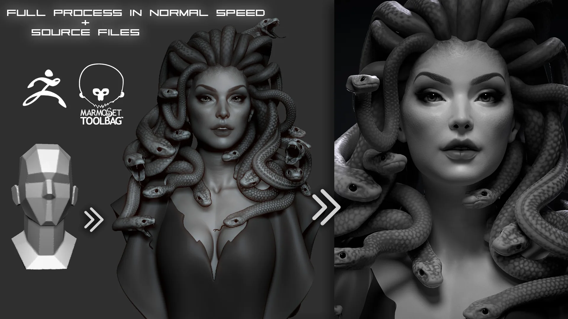 Meduza project files + FULL video process in normal speed (without explanation)