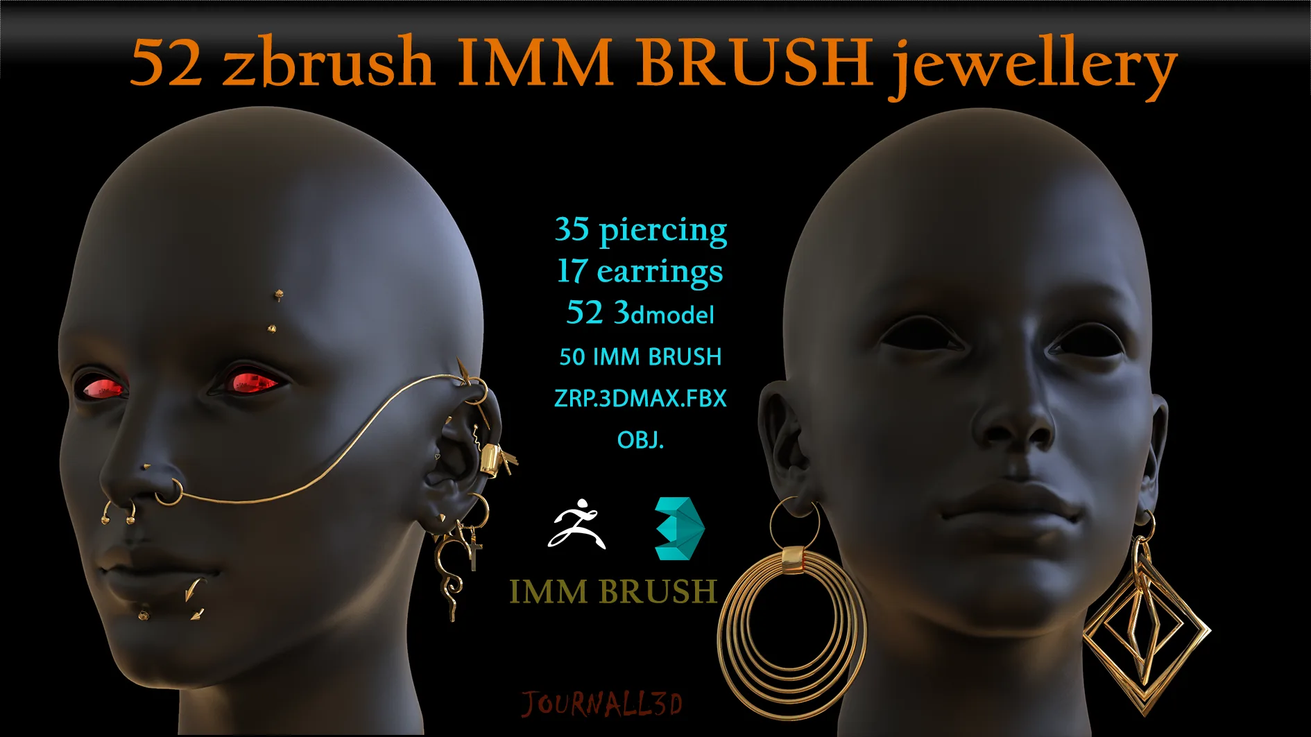 Piercings & earrings _IMM BRUSH +3dmodel