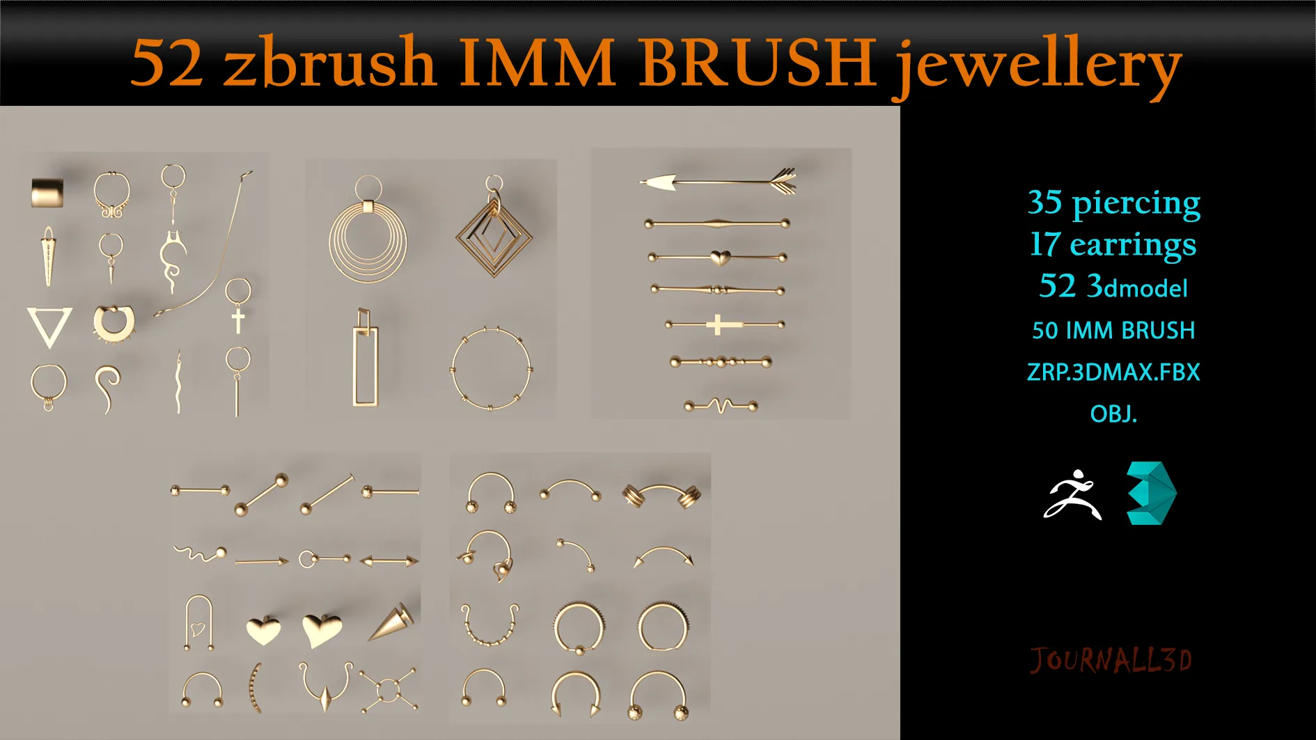 Piercings & earrings _IMM BRUSH +3dmodel