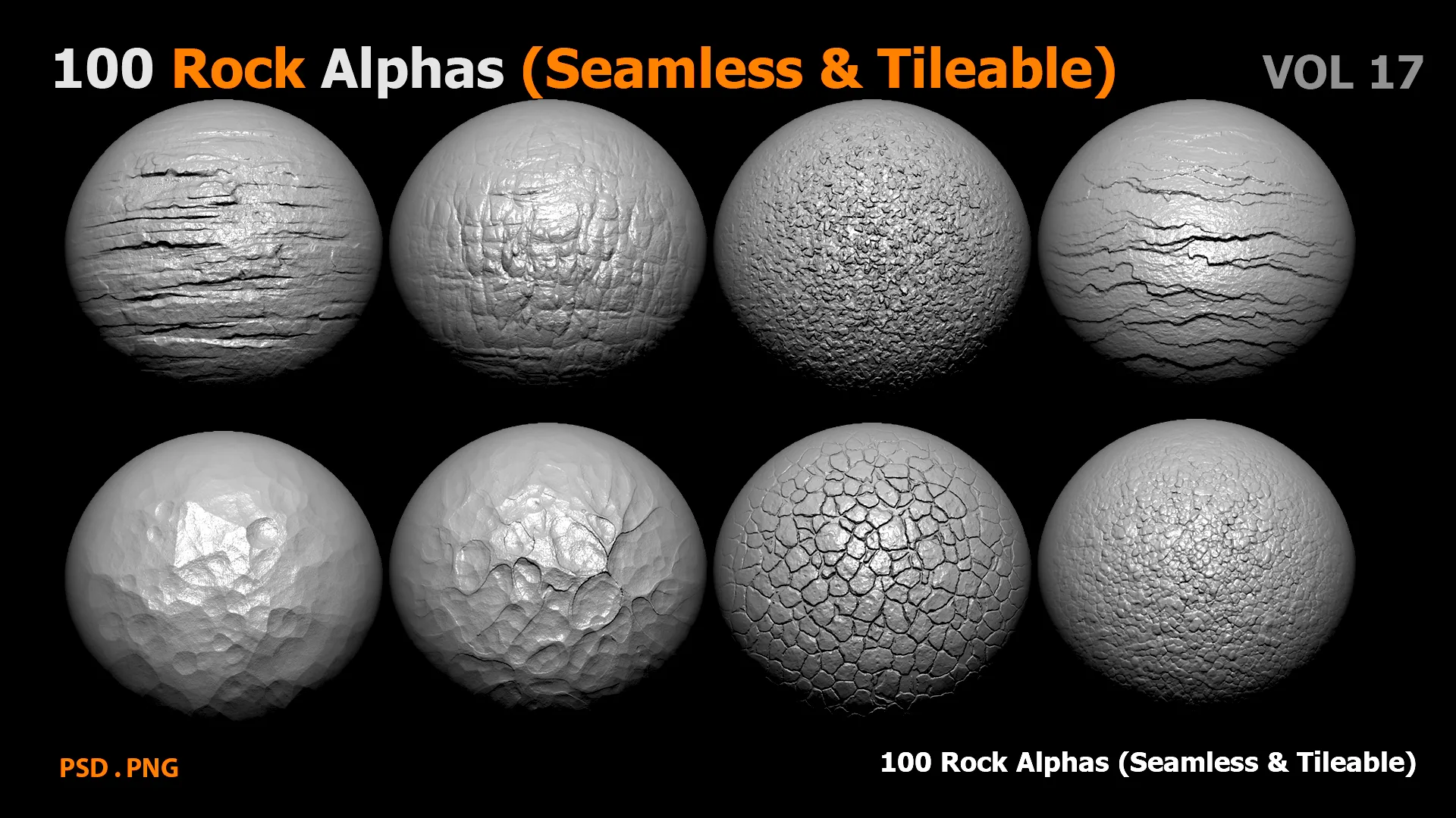 100 Rock Alphas(Seamless & Tileable)