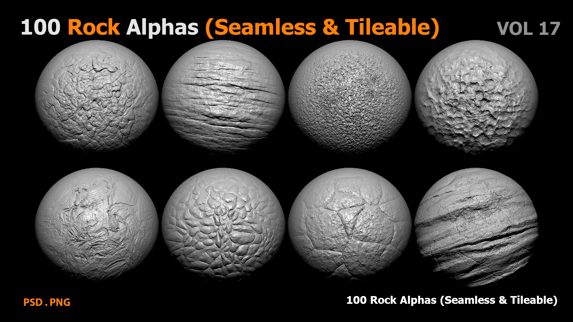 100 Rock Alphas(Seamless & Tileable)