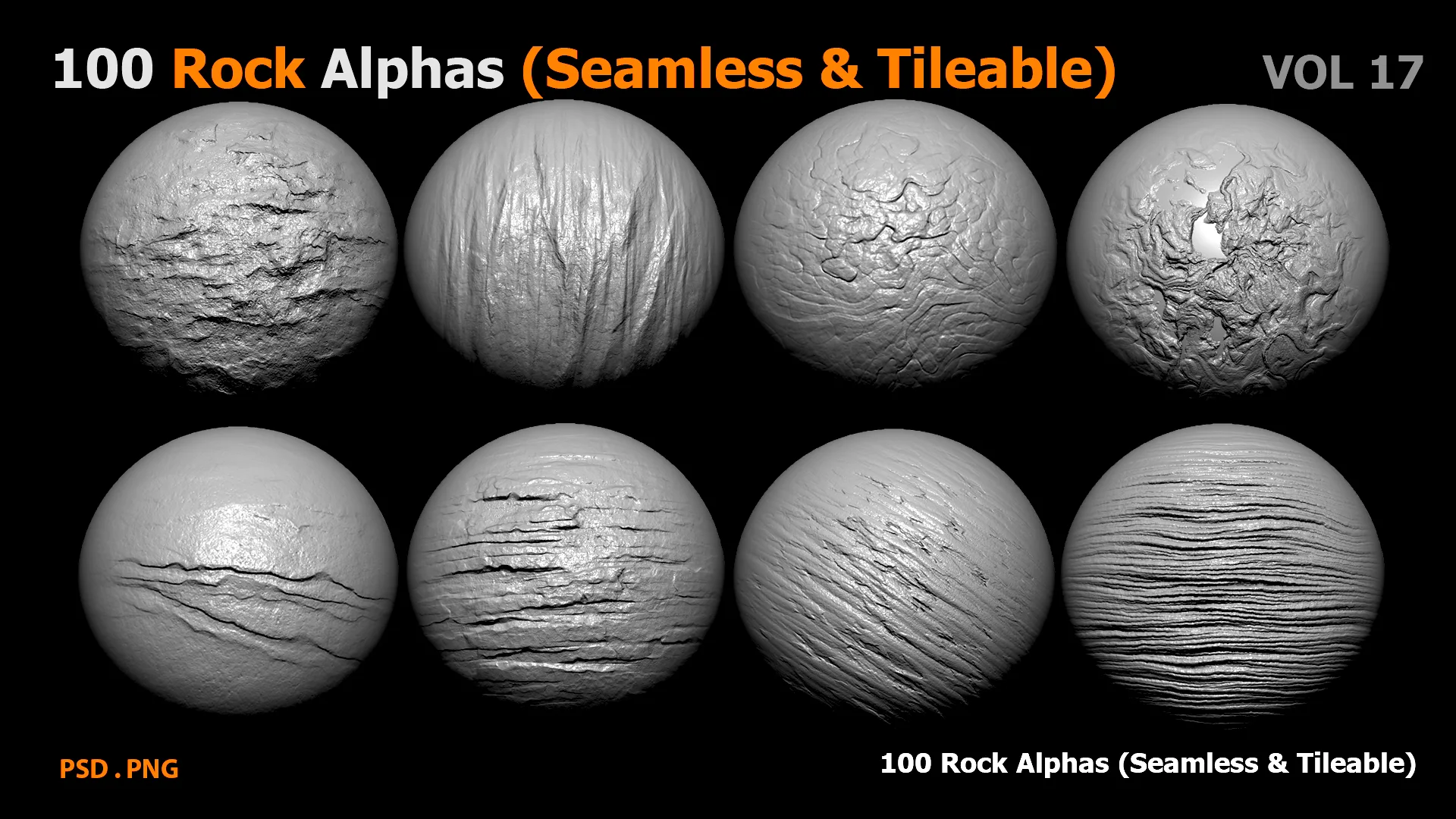 100 Rock Alphas(Seamless & Tileable)