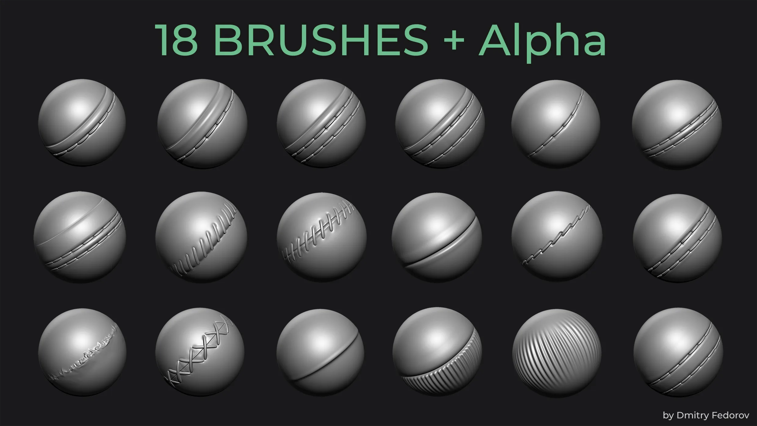 18 fabric brushes for Zbrush / Stitch / seam