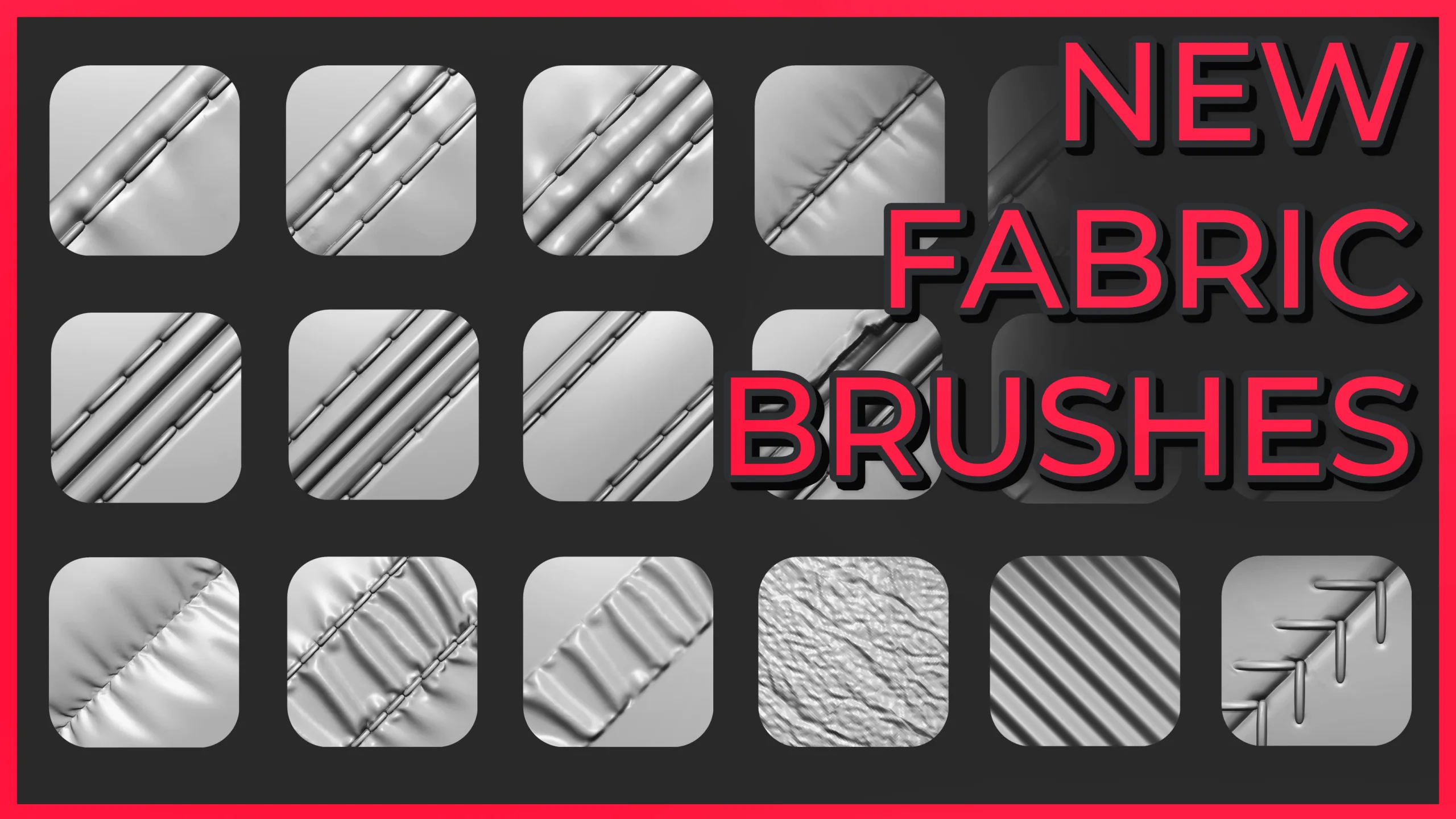 NEW 22 Fabric brushes with FOLDS for Zbrush / Stitch / seam