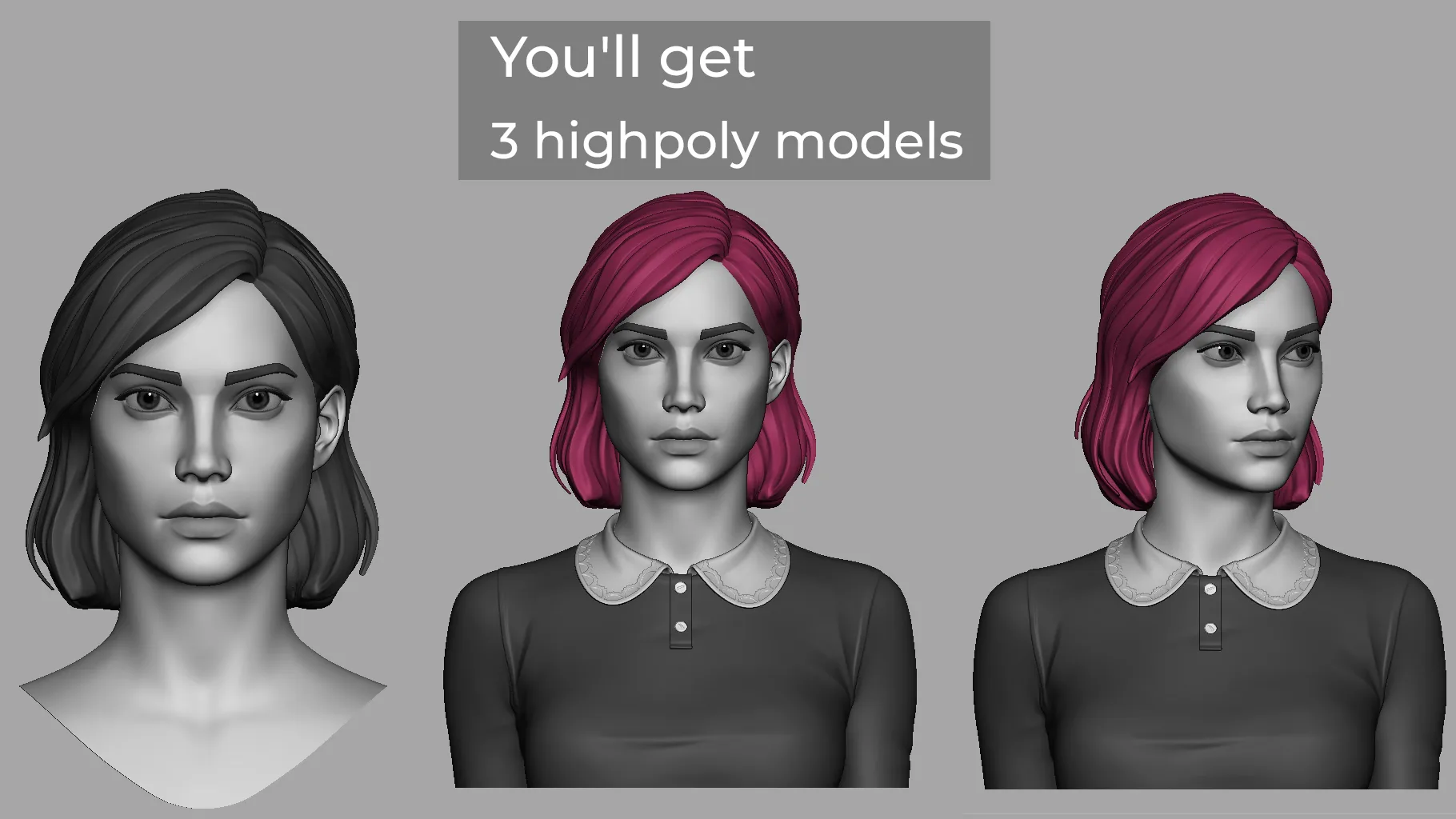 Female head | Girl portrait | Highpoly models |