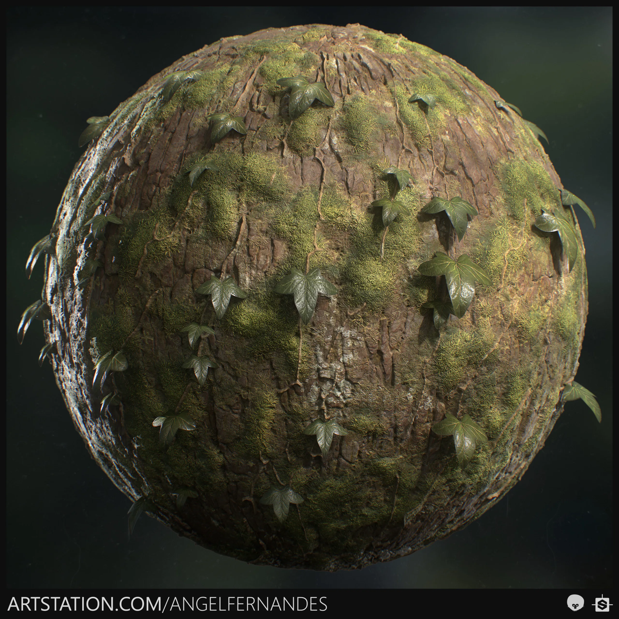 Tree Bark Moss Ivy Lichen Material - Substance Designer