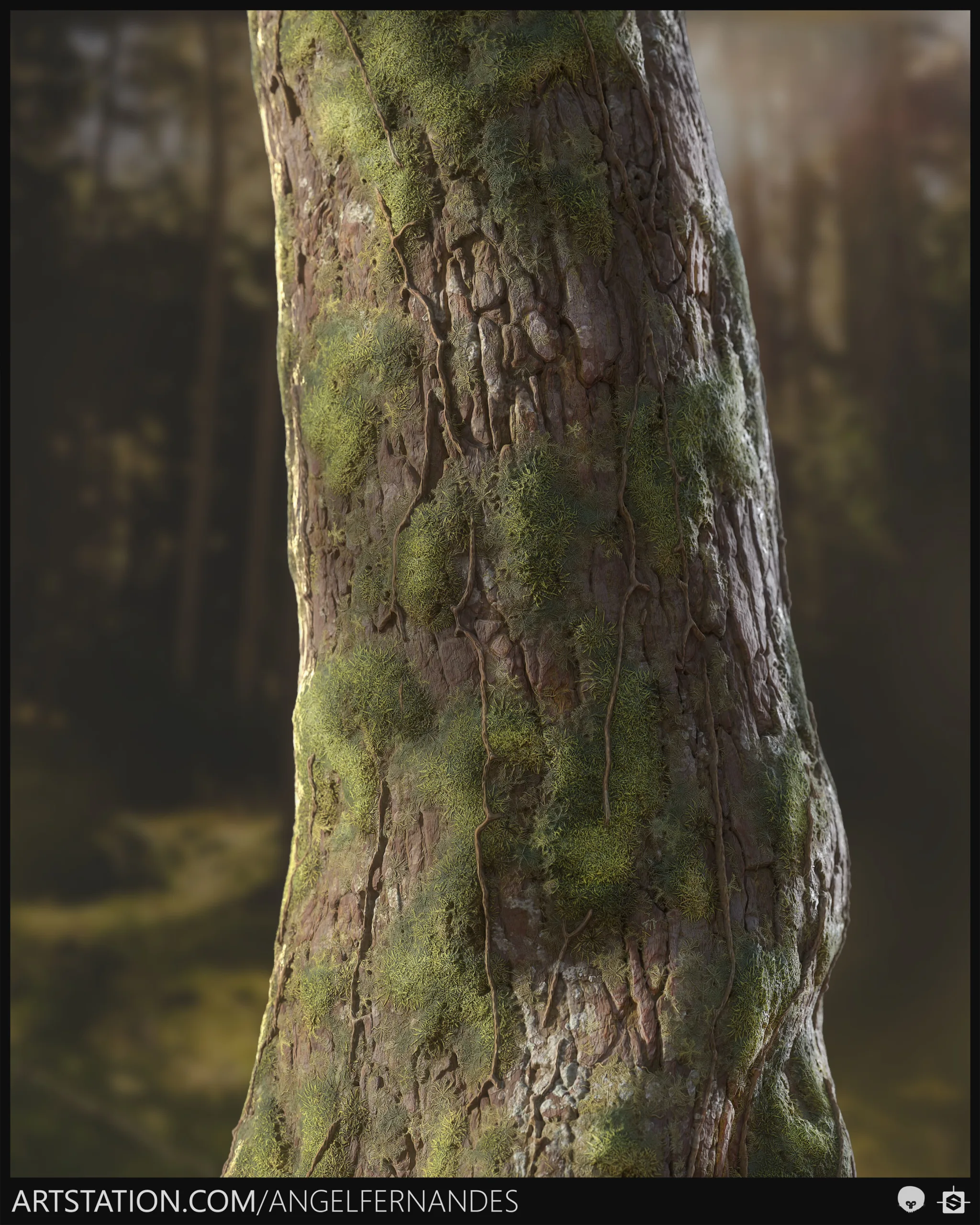 Tree Bark Moss Ivy Lichen Material - Substance Designer