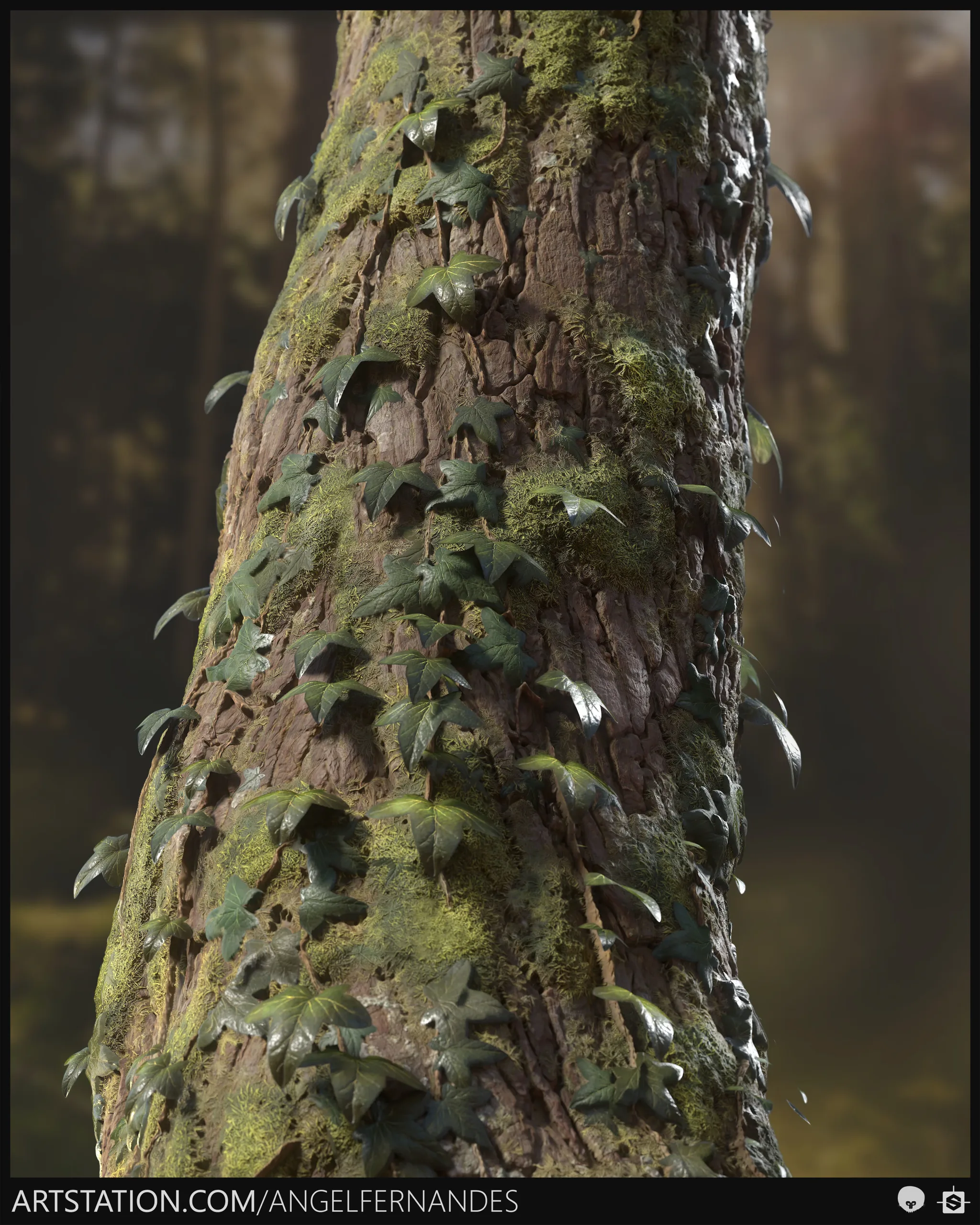 Tree Bark Moss Ivy Lichen Material - Substance Designer