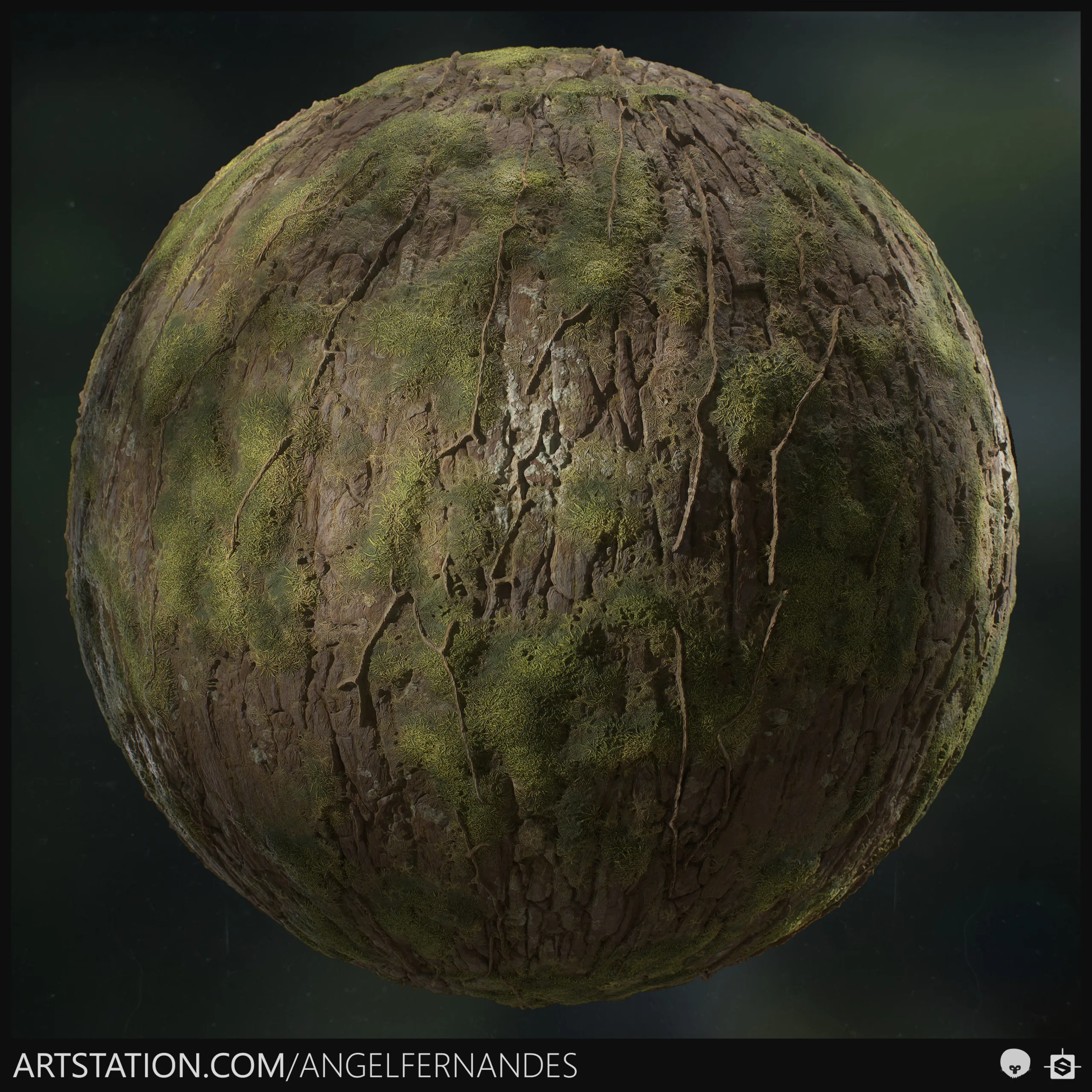 Tree Bark Moss Ivy Lichen Material - Substance Designer