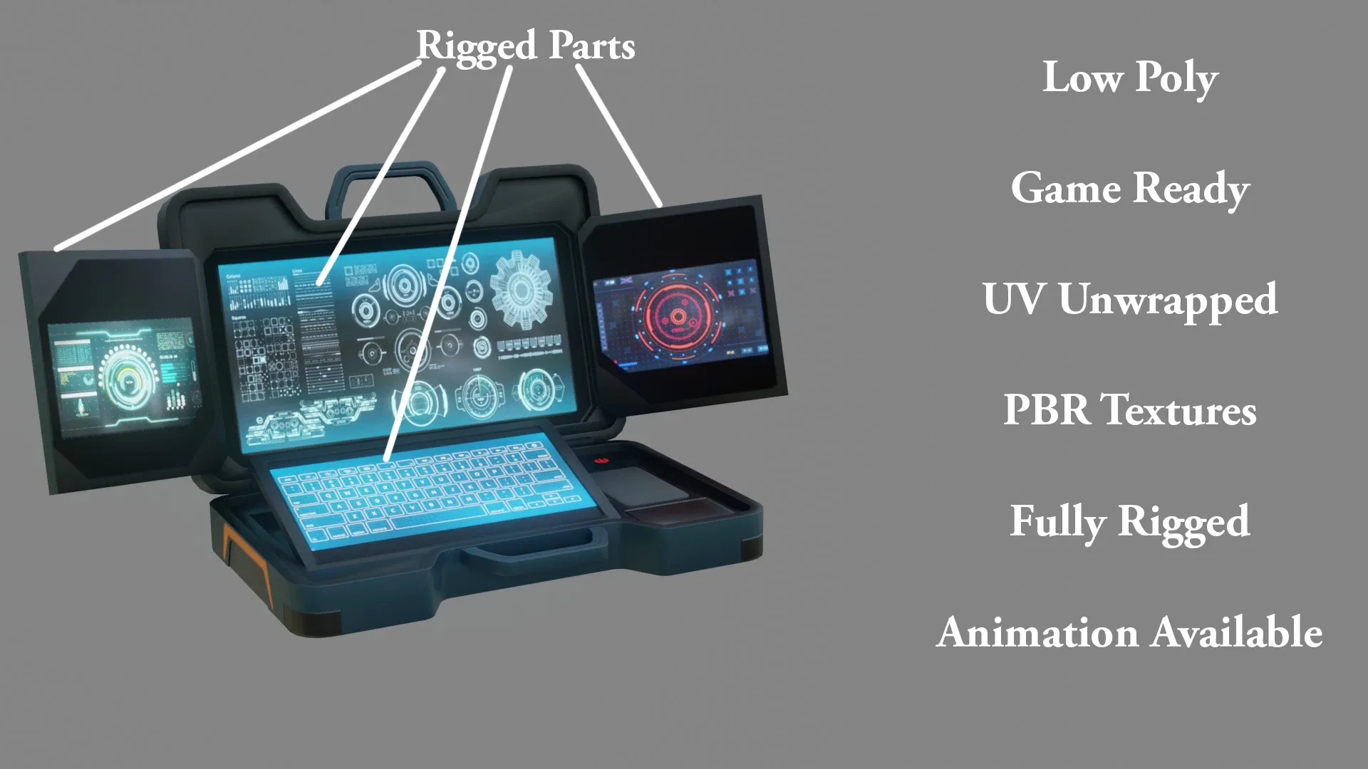 Sci-Fi Laptop - Low Poly - Game Ready - PBR