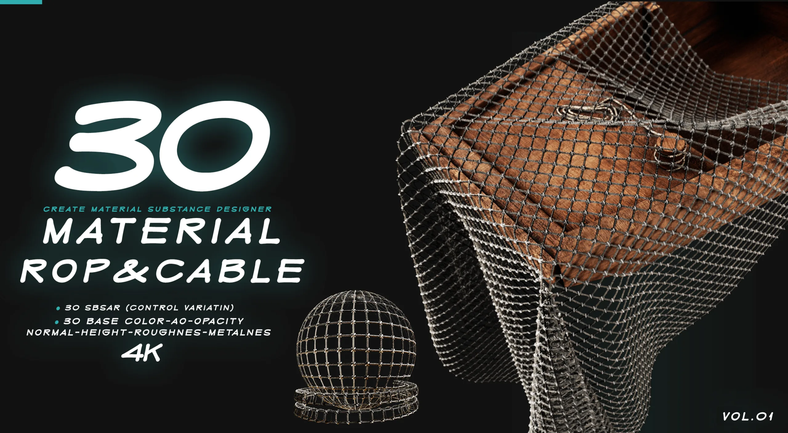 30 rope and cables material - sbsar-4k - seamles