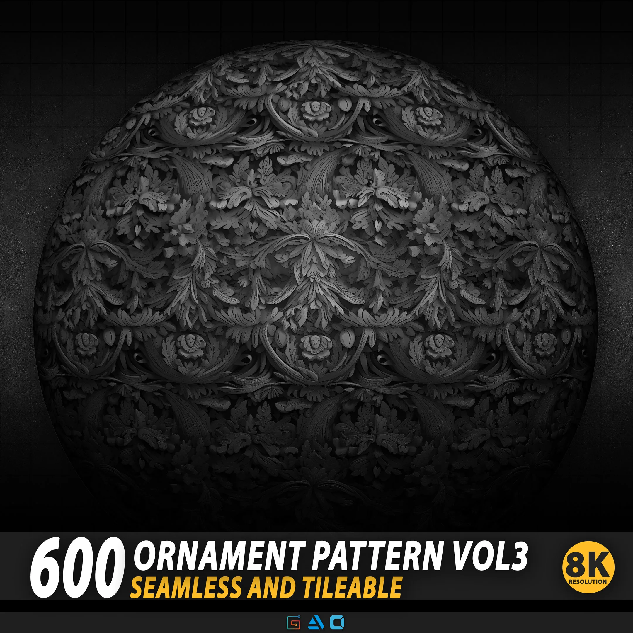 600 ornamental Pattern | 8k Res - FlippedNormals