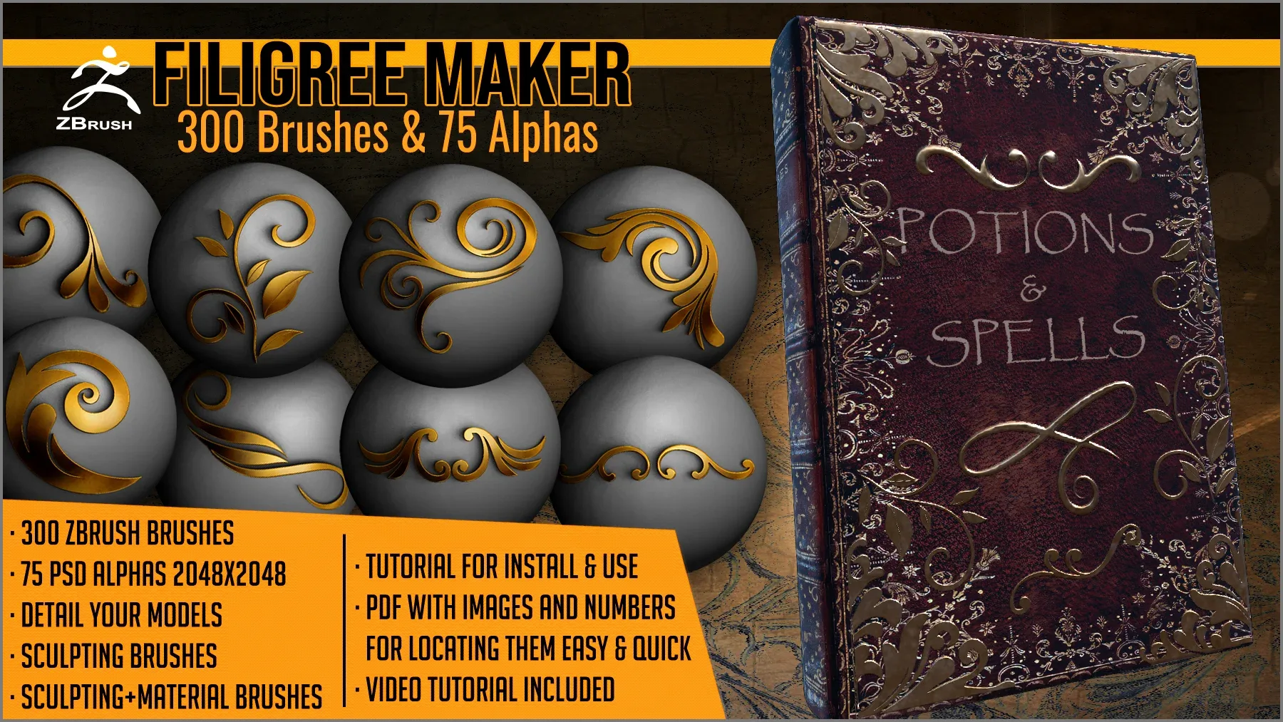 Filigree Maker 300 ZBrush Brushes And 75 Alphas