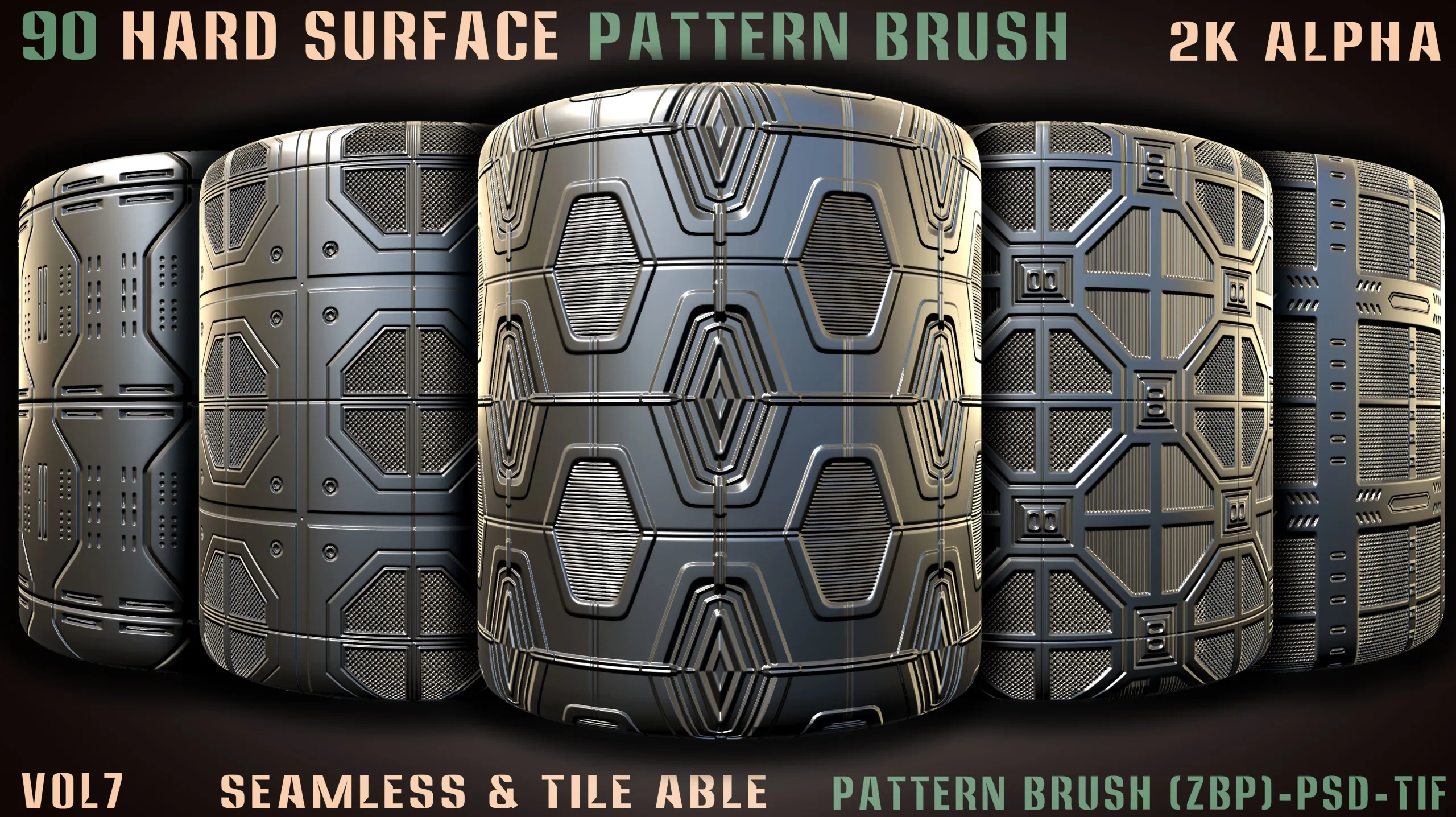 90 Hard Surface Pattern Alpha Brush-vol7