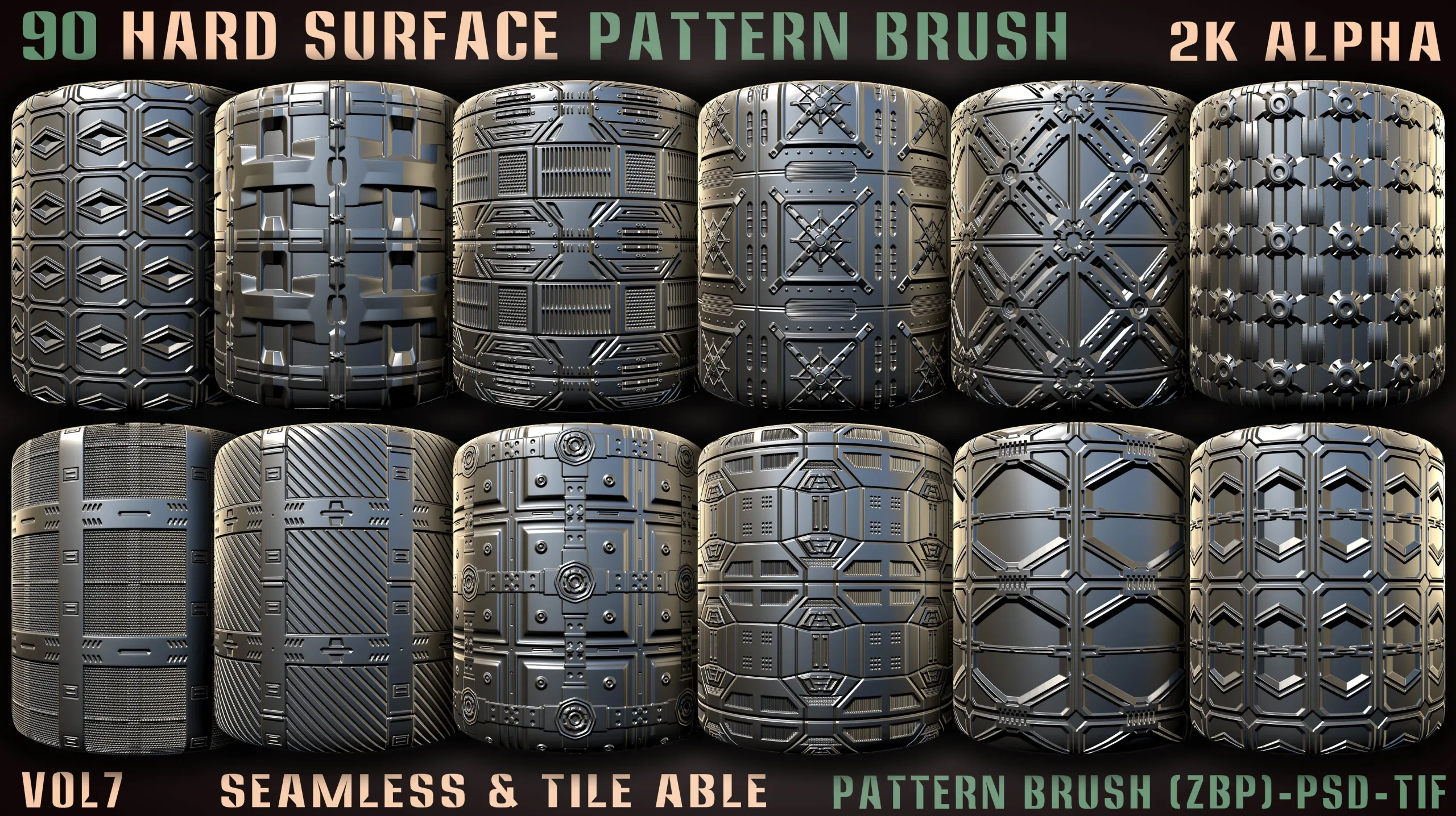 90 Hard Surface Pattern Alpha Brush-vol7