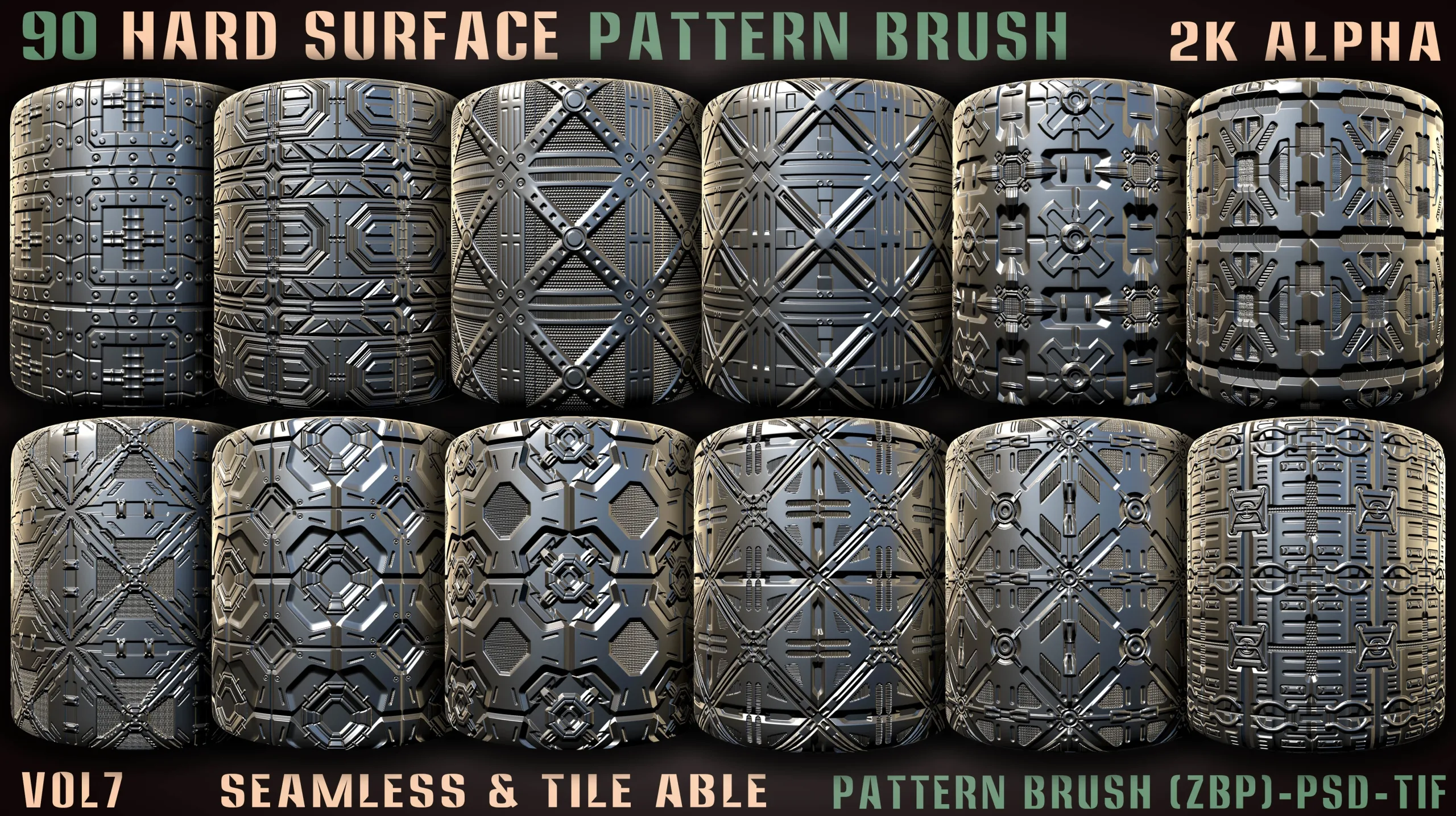 90 Hard Surface Pattern Alpha Brush-vol7