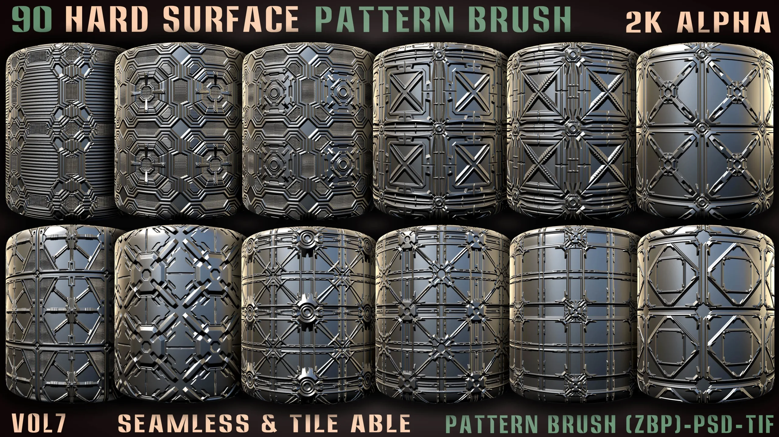 90 Hard Surface Pattern Alpha Brush-vol7