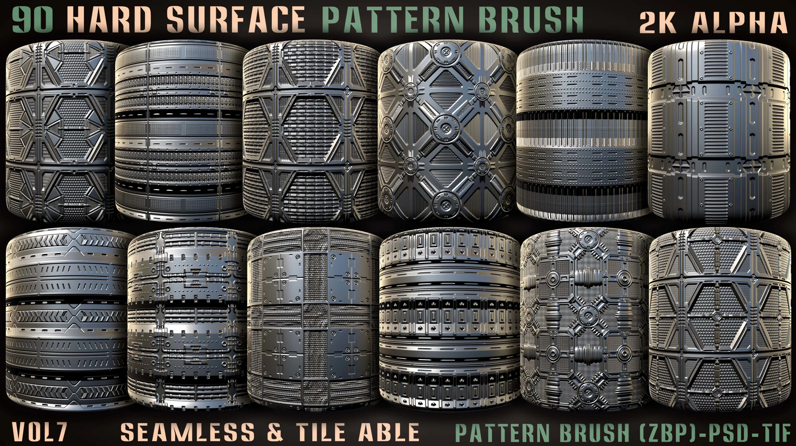 90 Hard Surface Pattern Alpha Brush-vol7