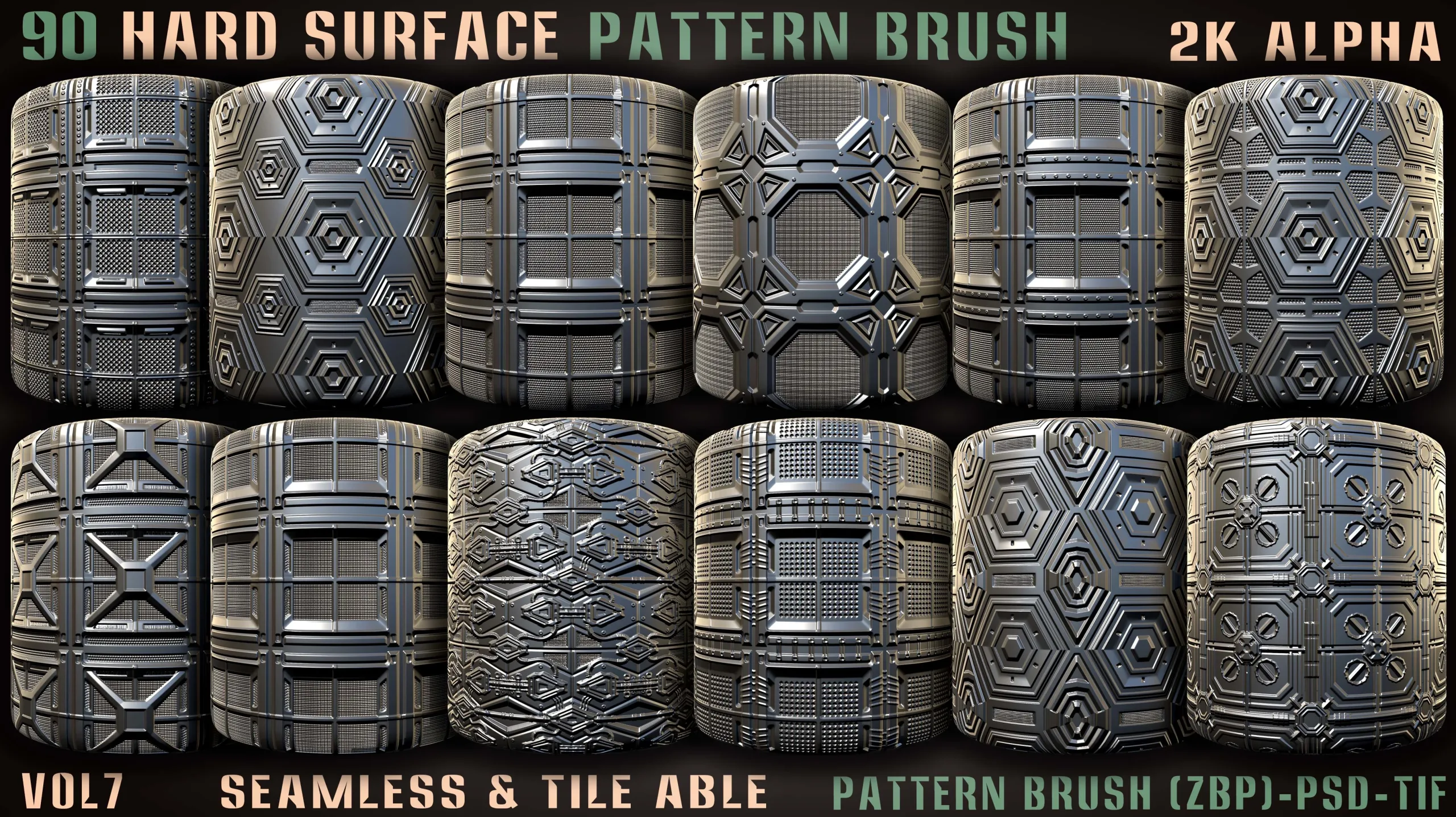 90 Hard Surface Pattern Alpha Brush-vol7