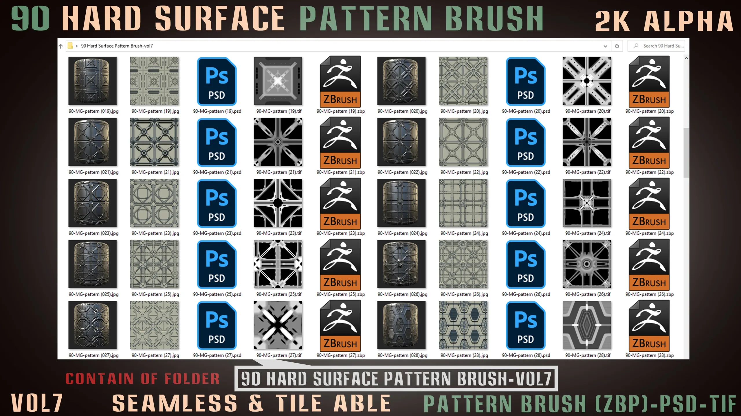 90 Hard Surface Pattern Alpha Brush-vol7