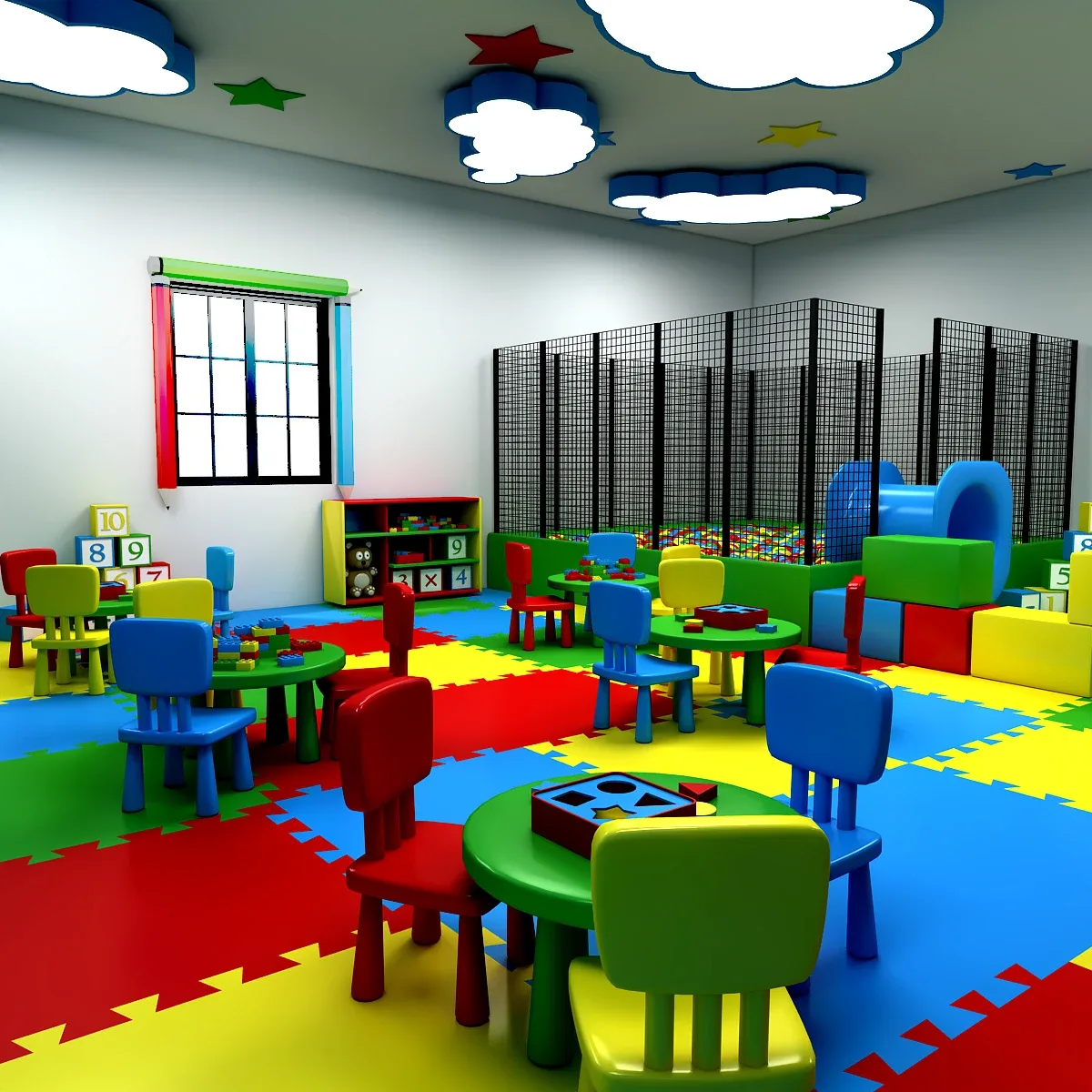 3D Kindergarten Model Low-poly 3D model