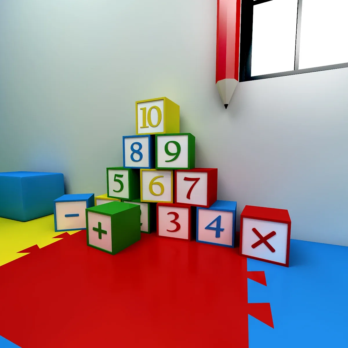 3D Kindergarten Model Low-poly 3D model