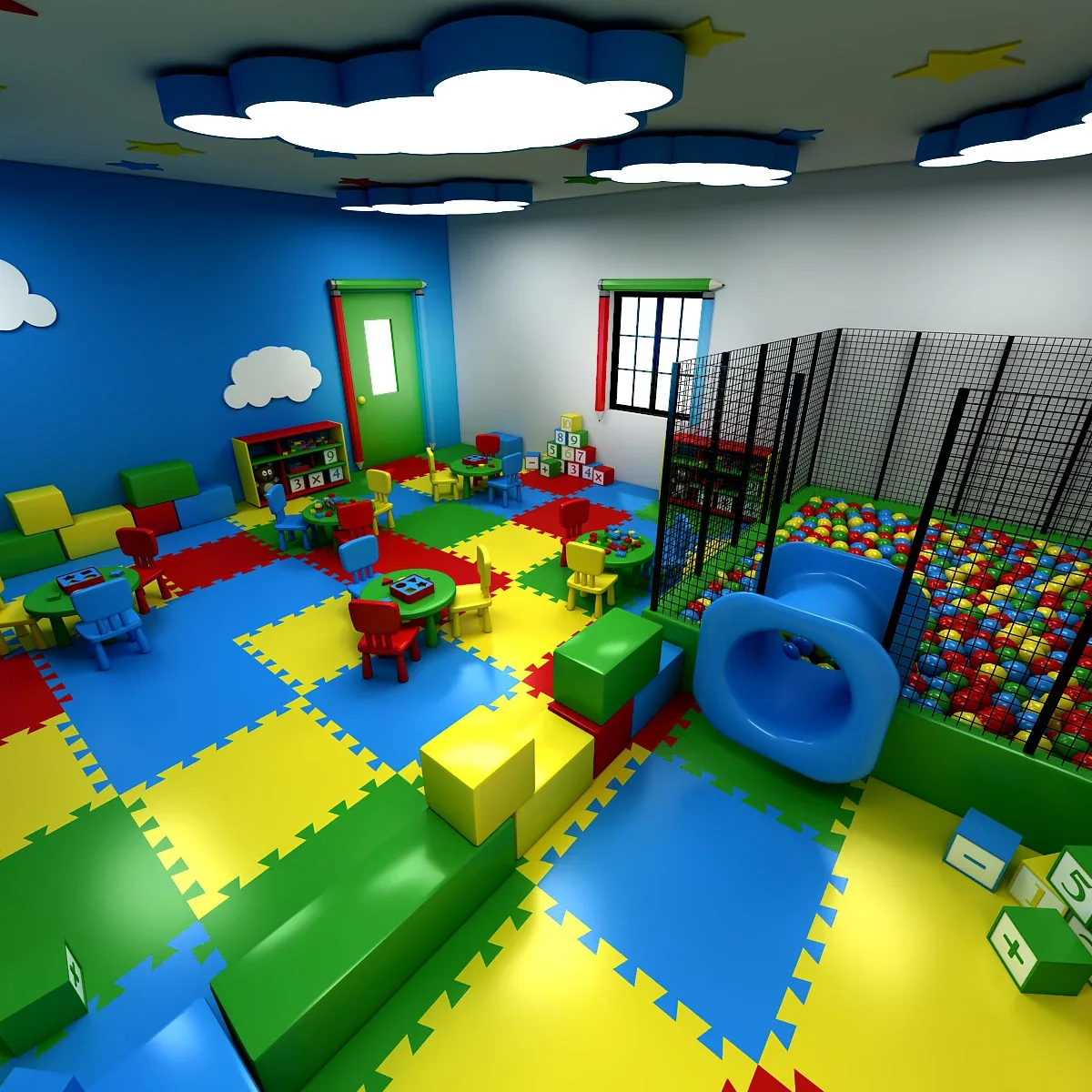 3D Kindergarten Model Low-poly 3D model