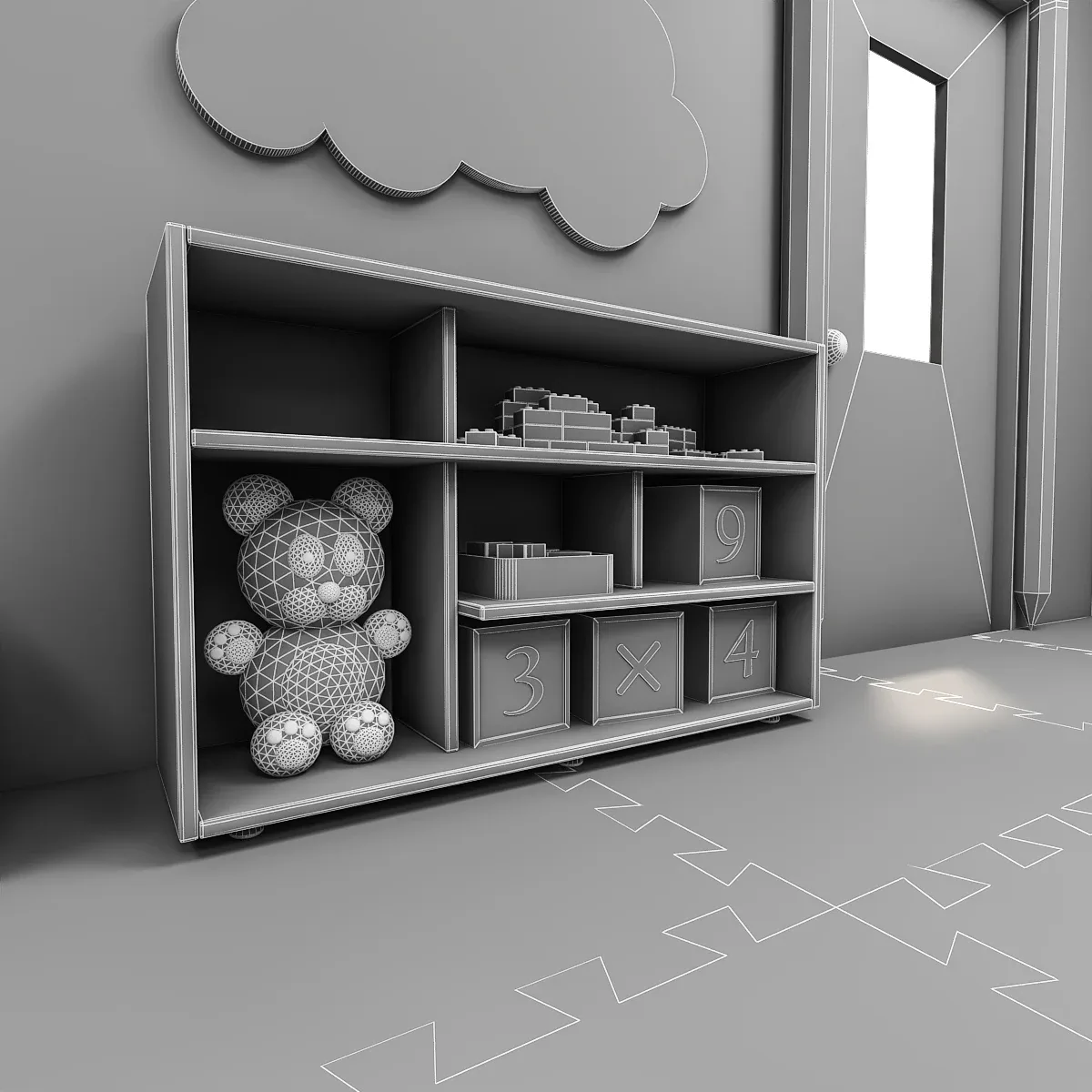 3D Kindergarten Model Low-poly 3D model