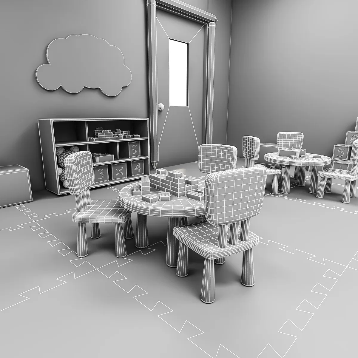 3D Kindergarten Model Low-poly 3D model