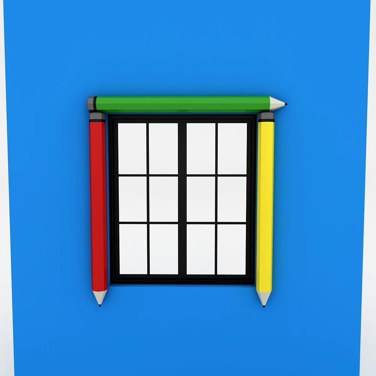 Kindergarten Window Low-poly 3D model