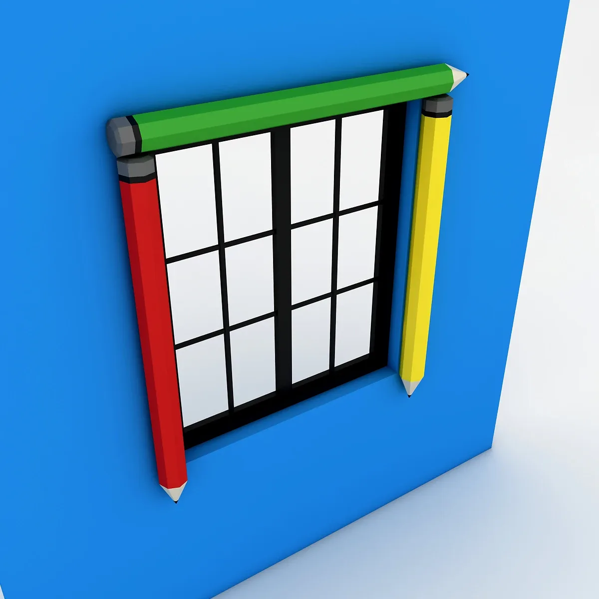 Kindergarten Window Low-poly 3D model