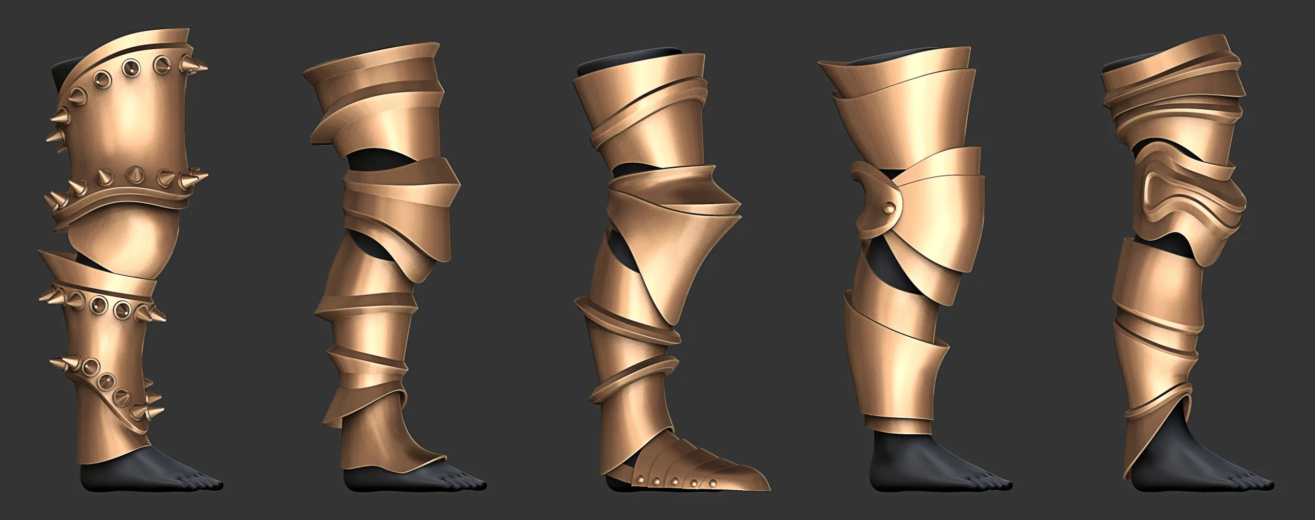 Leg Armor Highpoly and Lowpoly (With UVs) Vol 2