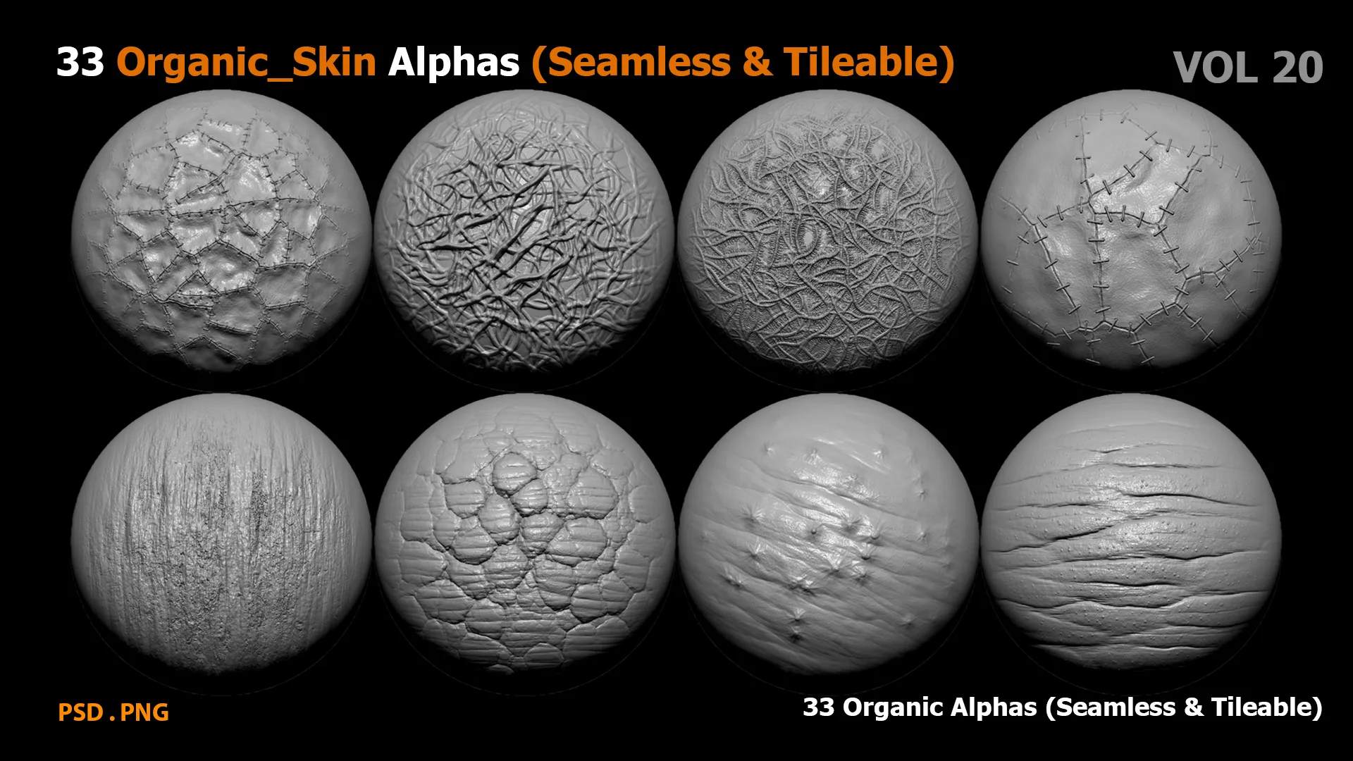 33 Organic_Skin Alphas (Seamless & Tileable)