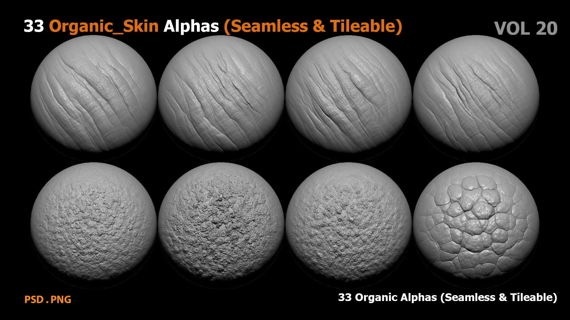 33 Organic_Skin Alphas (Seamless & Tileable)