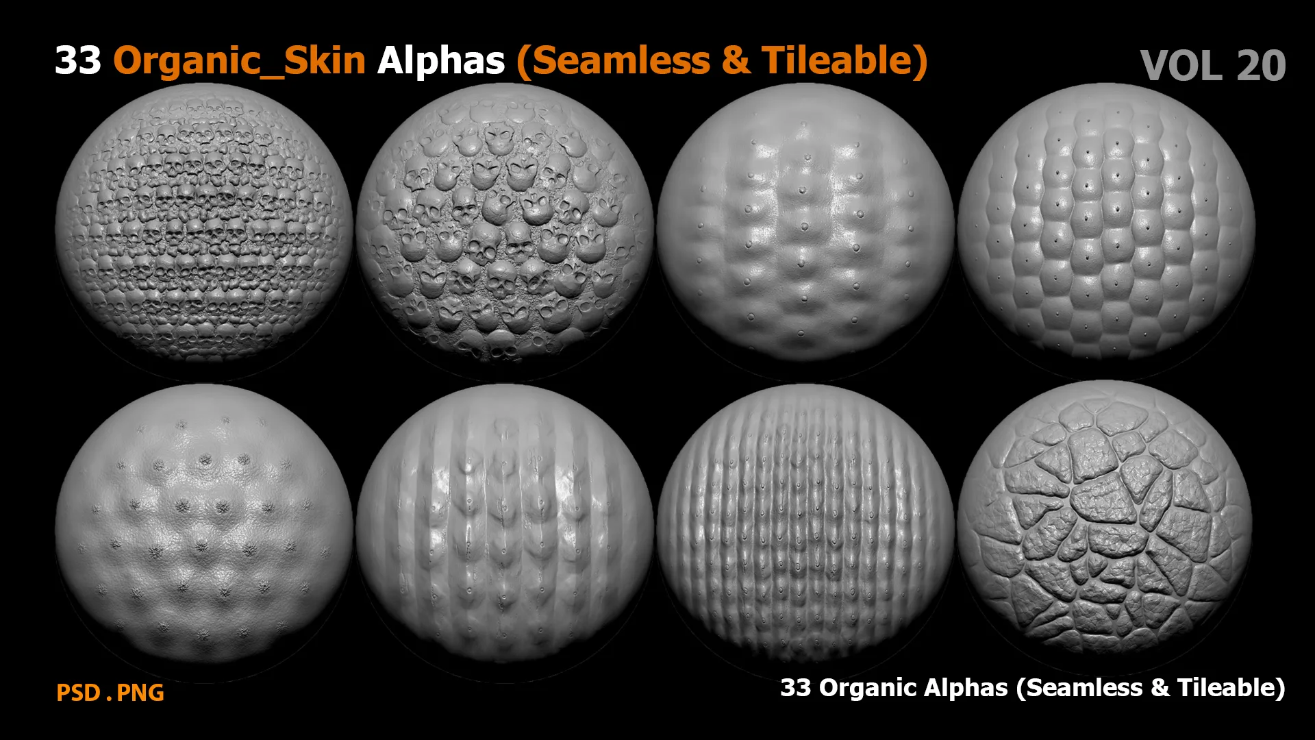 33 Organic_Skin Alphas (Seamless & Tileable)