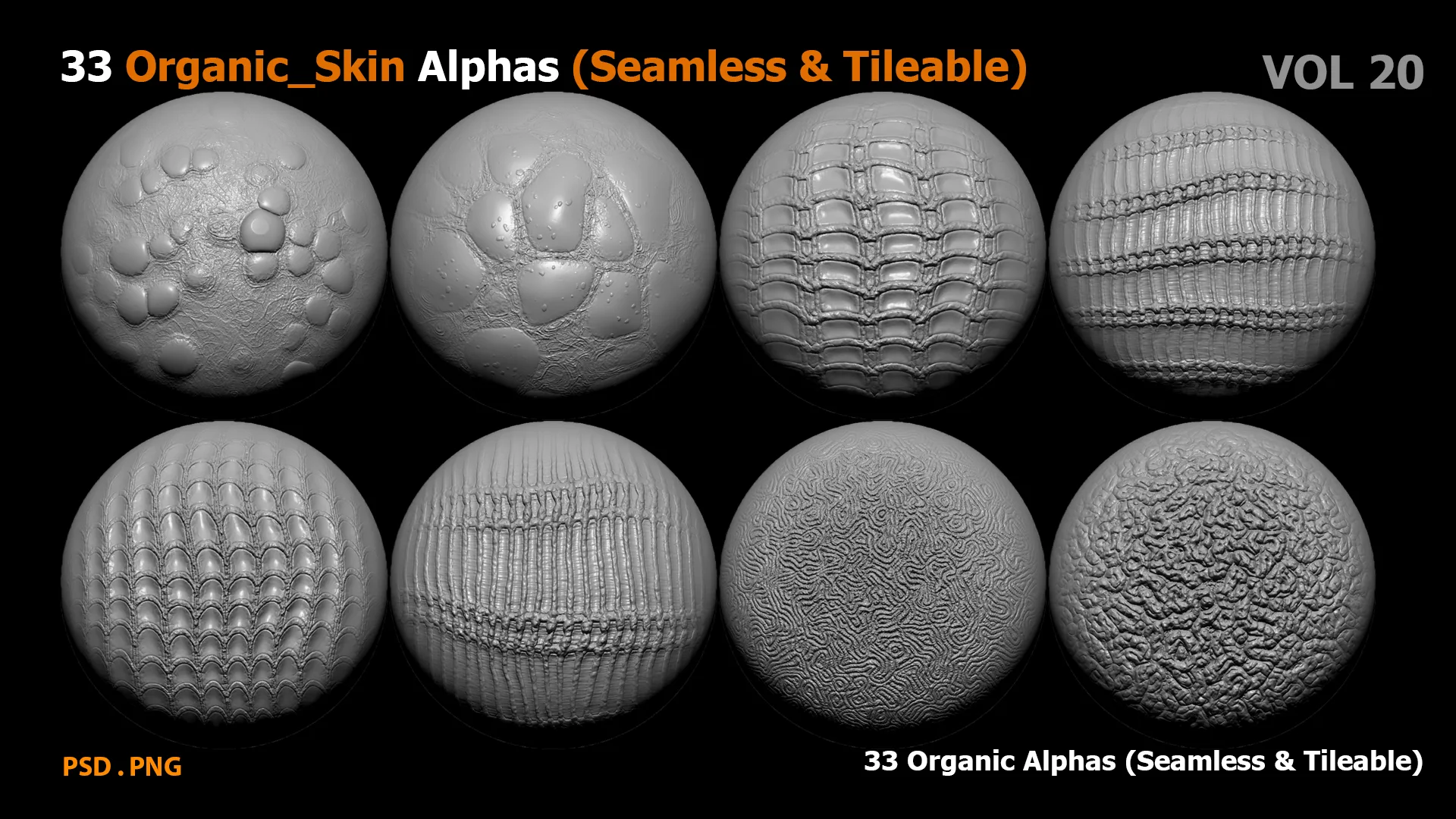 33 Organic_Skin Alphas (Seamless & Tileable)