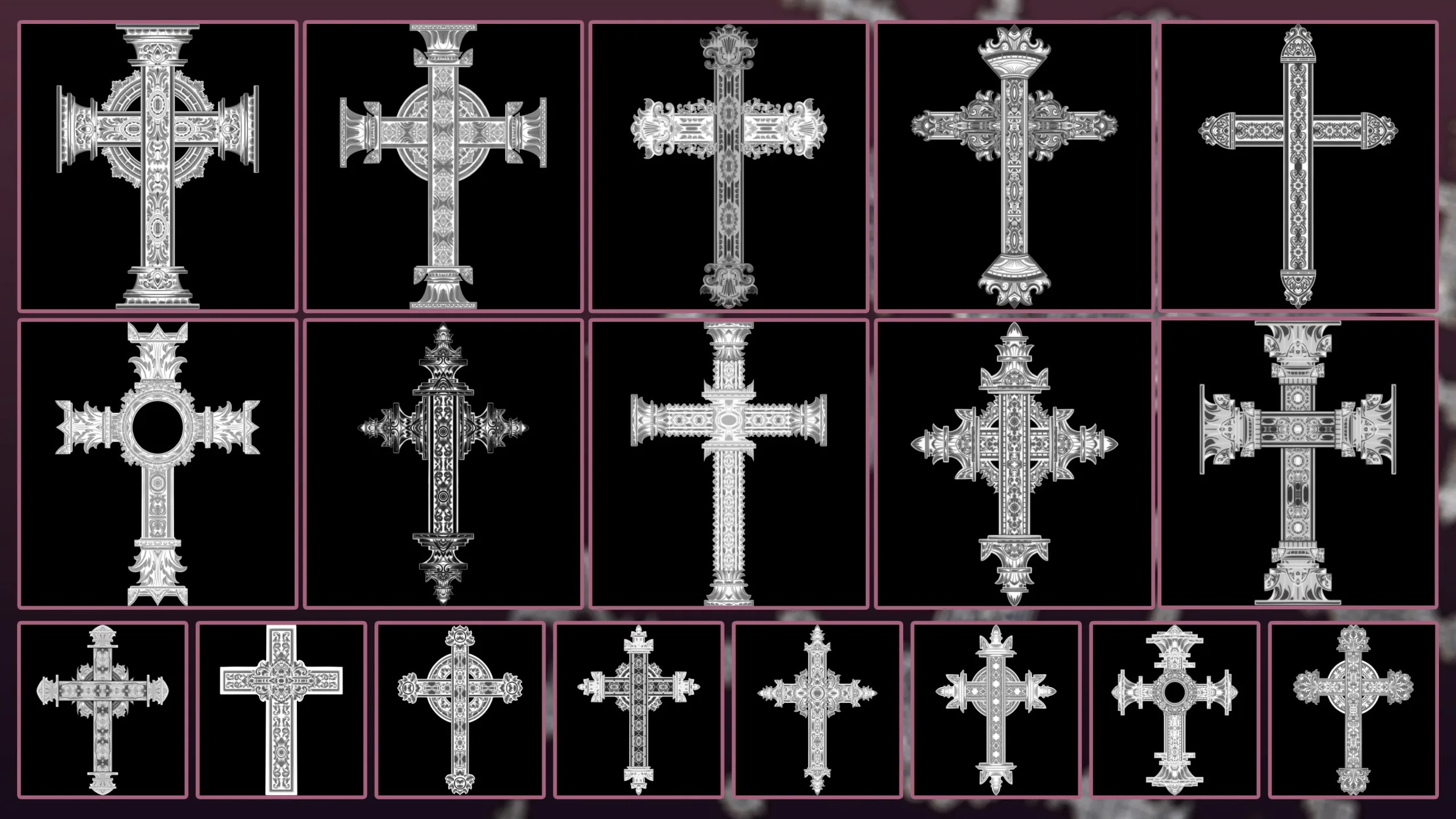 20 Christian cross (3D Model,Alpha & Brush) V2