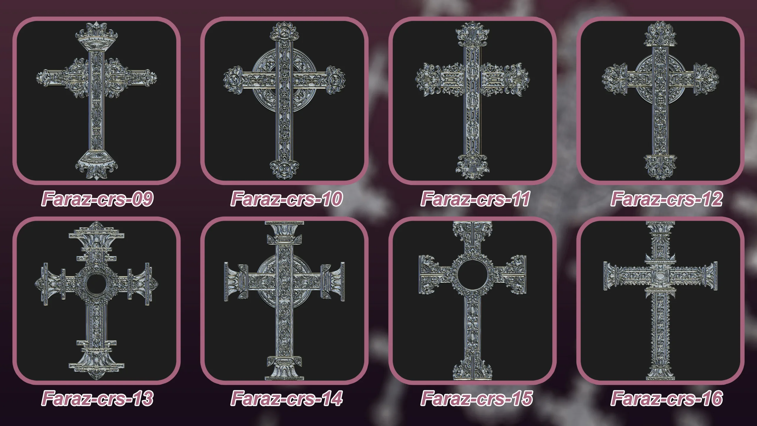 20 Christian cross (3D Model,Alpha & Brush) V2