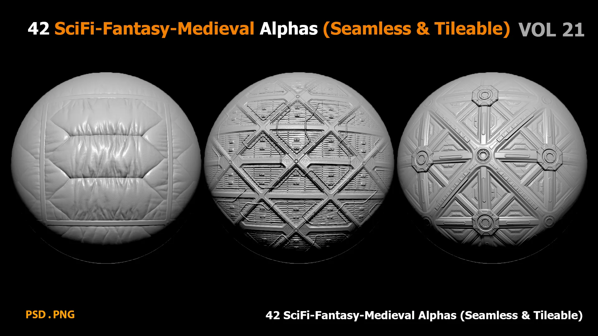 42 SciFi-Fantasy-Medieval Alphas (Seamless & Tileable)