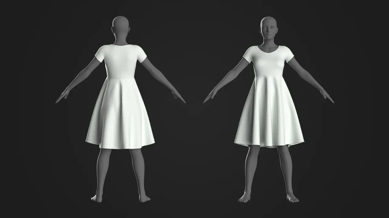 10 Basic Women's Dress / Marvelous Designer , Clo3d Project + OBJ , FBX (Vol 1)