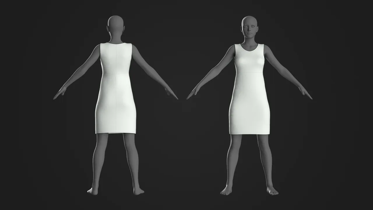 10 Basic Women's Dress / Marvelous Designer , Clo3d Project + OBJ , FBX (Vol 1)