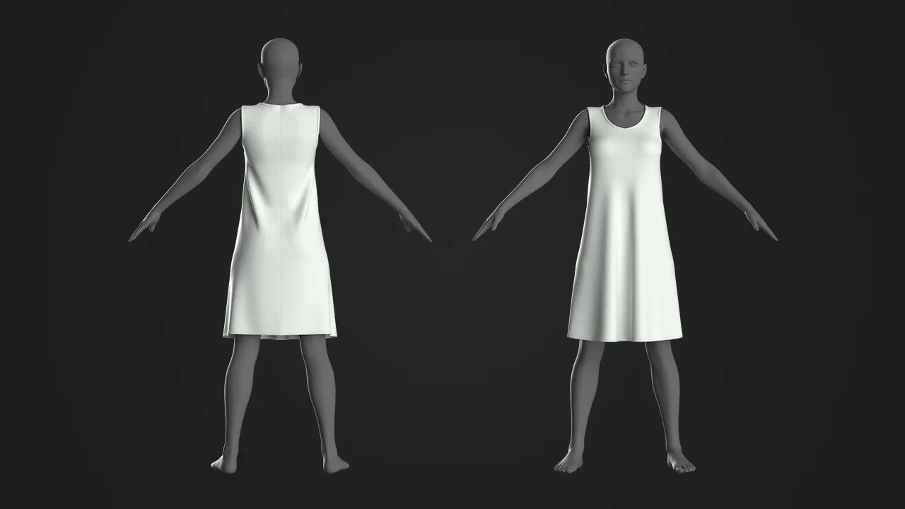 10 Basic Women's Dress / Marvelous Designer , Clo3d Project + OBJ , FBX (Vol 1)