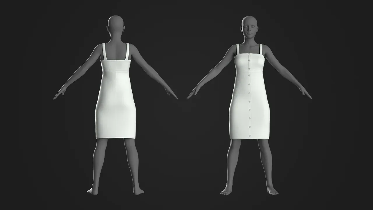 10 Basic Women's Dress / Marvelous Designer , Clo3d Project + OBJ , FBX (Vol 1)