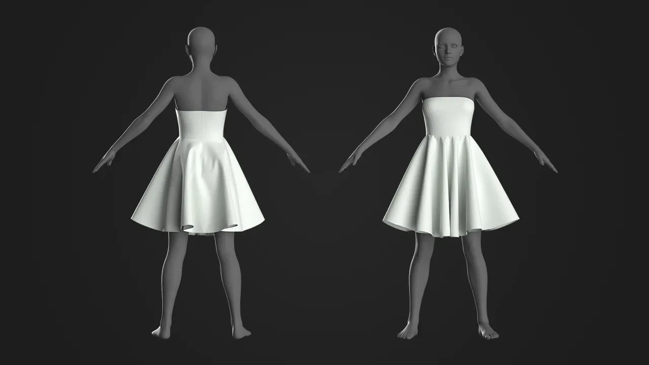 10 Basic Women's Dress / Marvelous Designer , Clo3d Project + OBJ , FBX (Vol 1)