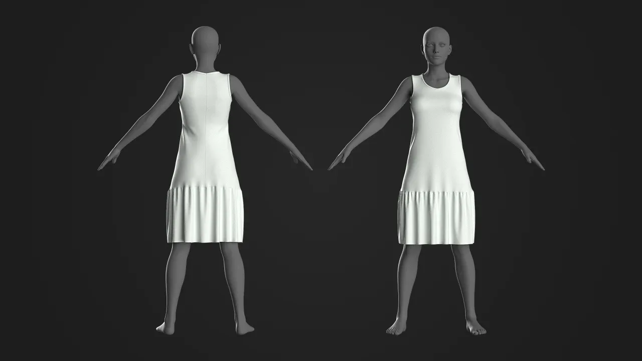 10 Basic Women's Dress / Marvelous Designer , Clo3d Project + OBJ , FBX (Vol 1)