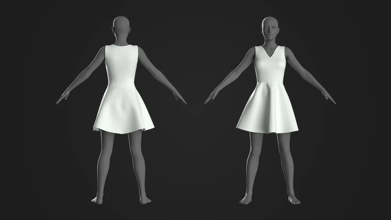 10 Basic Women's Dress / Marvelous Designer , Clo3d Project + OBJ , FBX (Vol 1)